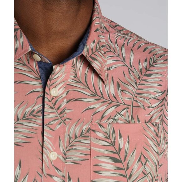 Jachs NY Mens Short Sleeve Button-Down Shirt Leaf Print Sz L Breeze Easy Wear - Picture 2 of 14